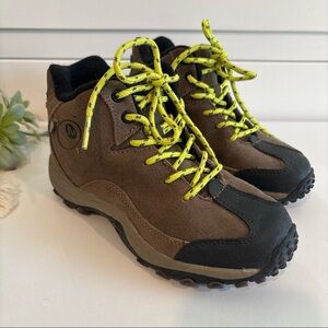 Merrell Chameleon Spin Waterproof, Brown Leather Boots, Youth 1 unisex EUC